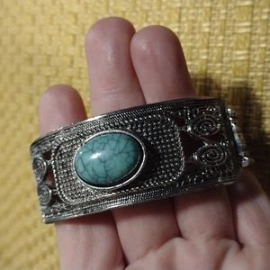 Silver and turquoise bracelet